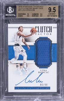 2018-19 Panini National Treasures Clutch Factor Jersey Signatures #47 Luka Doncic Signed Patch Rookie Card (#86/99) - BGS GEM MINT 9.5/BGS 10 - TRUE GEM+